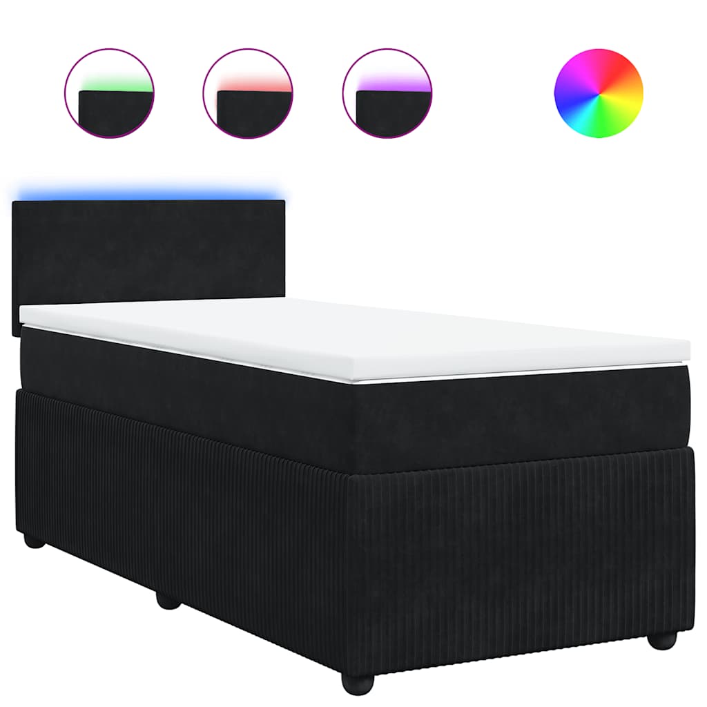 vidaXL Κρεβάτι Boxspring με Στρώμα Μαύρο 100x200 εκ. Βελούδινο