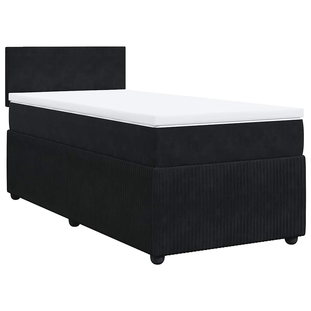 vidaXL Κρεβάτι Boxspring με Στρώμα Μαύρο 100x200 εκ. Βελούδινο