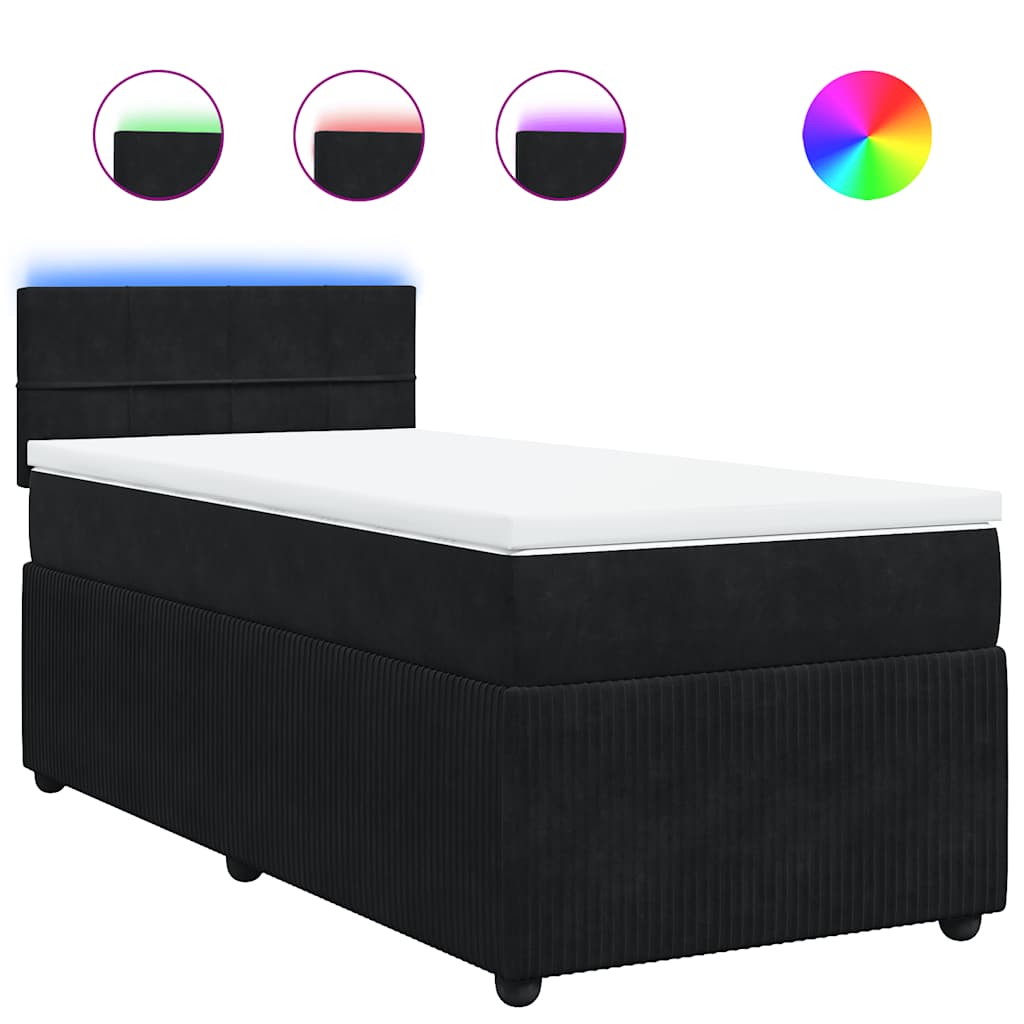 vidaXL Κρεβάτι Boxspring με Στρώμα Μαύρο 100x200 εκ. Βελούδινο