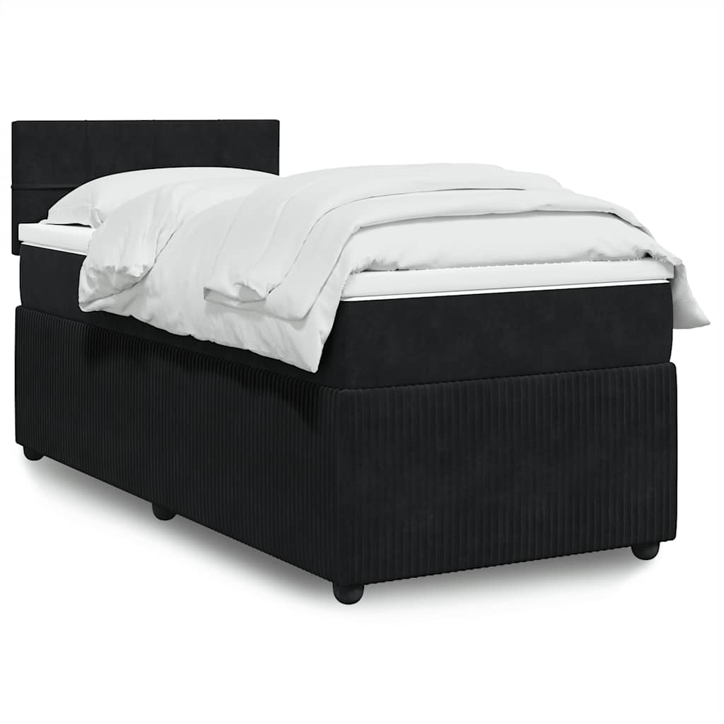 vidaXL Κρεβάτι Boxspring με Στρώμα Μαύρο 100x200 εκ. Βελούδινο