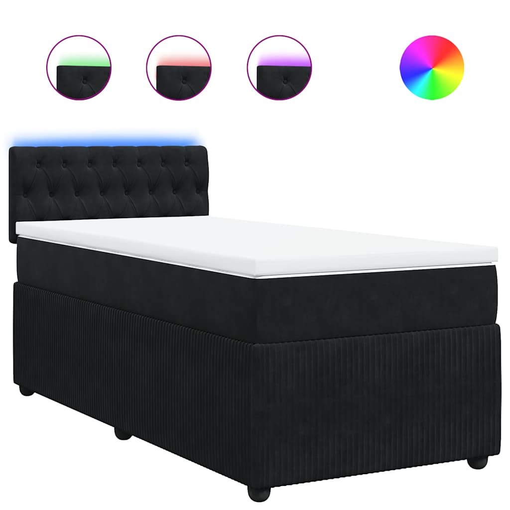 vidaXL Κρεβάτι Boxspring με Στρώμα Μαύρο 100x200 εκ. Βελούδινο