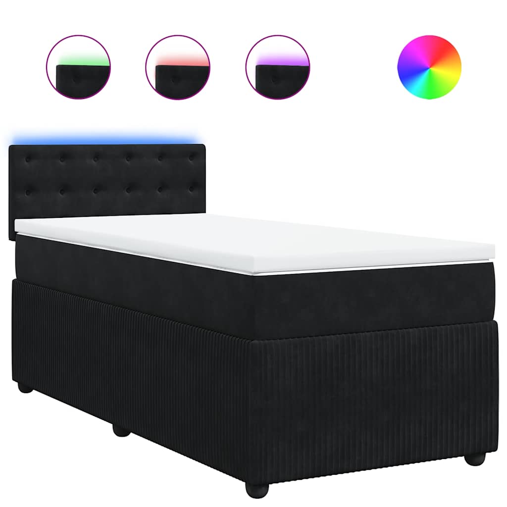 vidaXL Κρεβάτι Boxspring με Στρώμα Μαύρο 100x200 εκ. Βελούδινο