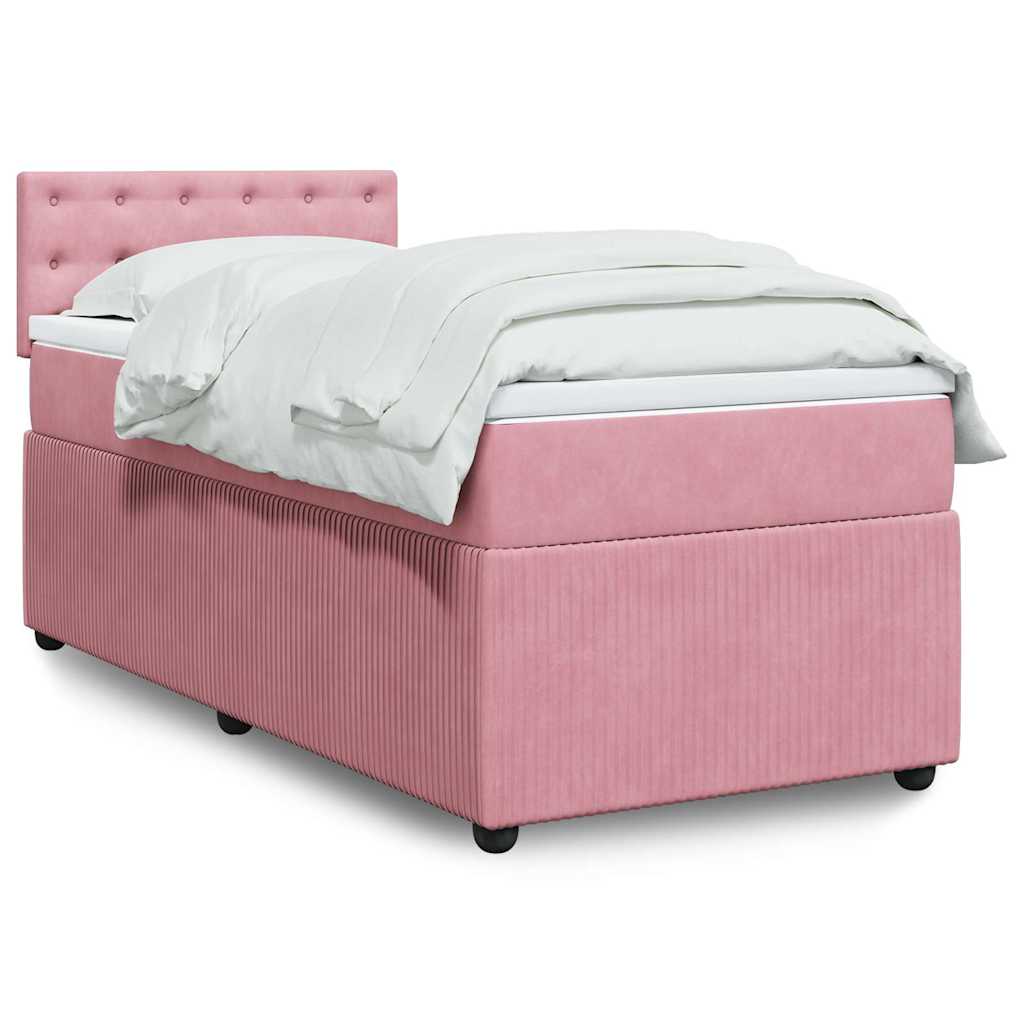 vidaXL Κρεβάτι Boxspring με Στρώμα Ροζ 100x200 εκ. Βελούδινο