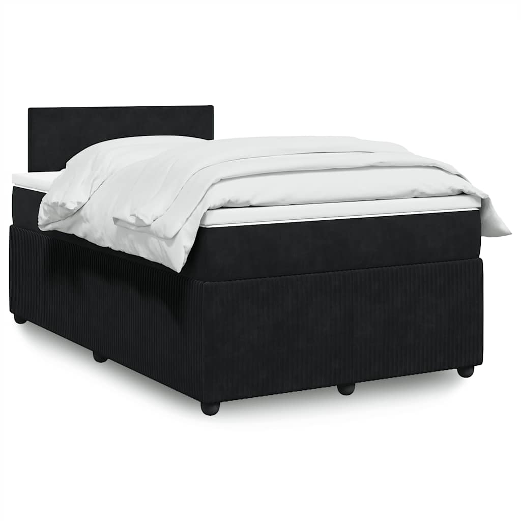 vidaXL Κρεβάτι Boxspring με Στρώμα Μαύρο 120x190 εκ. Βελούδινο
