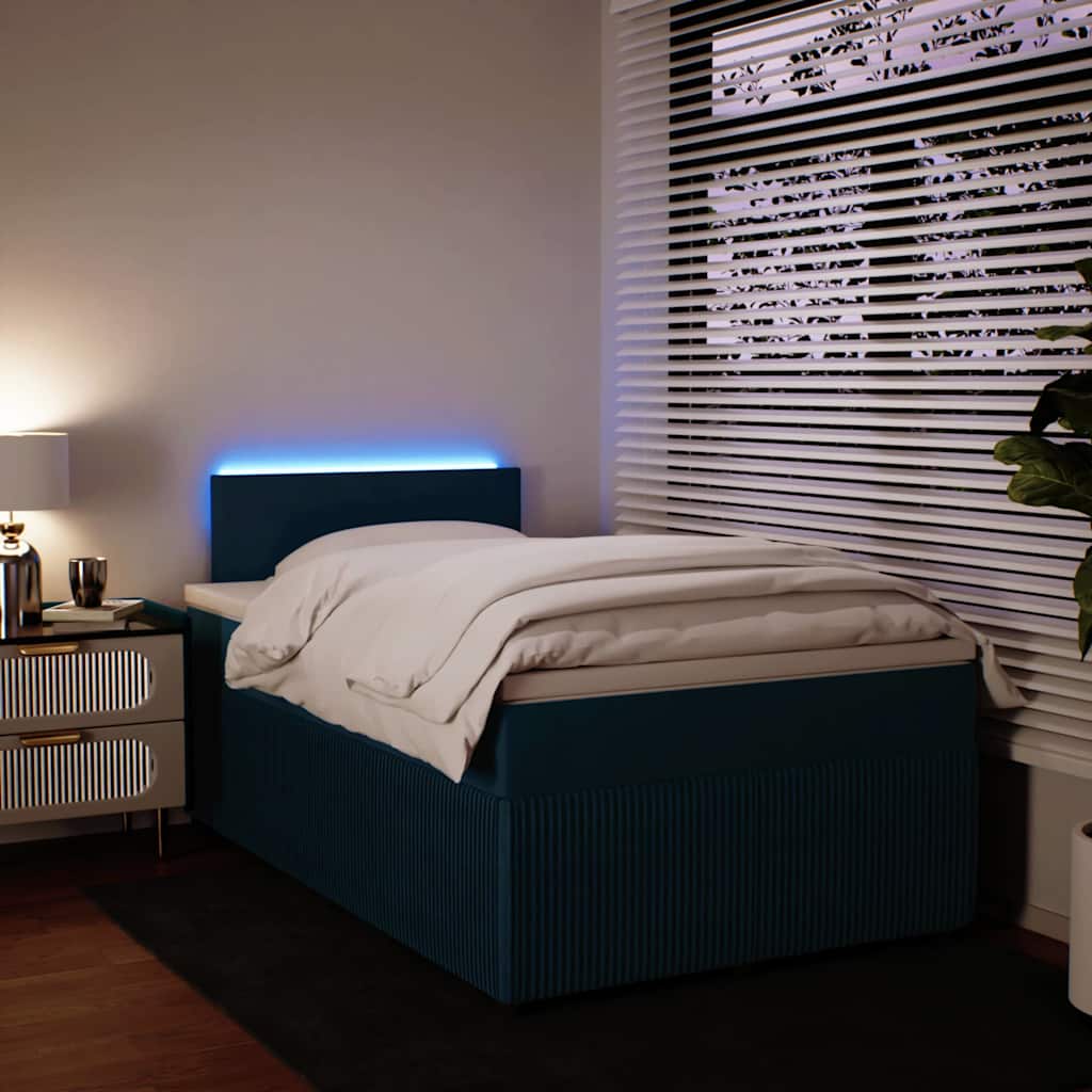 vidaXL Κρεβάτι Boxspring με Στρώμα Μπλε 120x190 εκ. Βελούδινο
