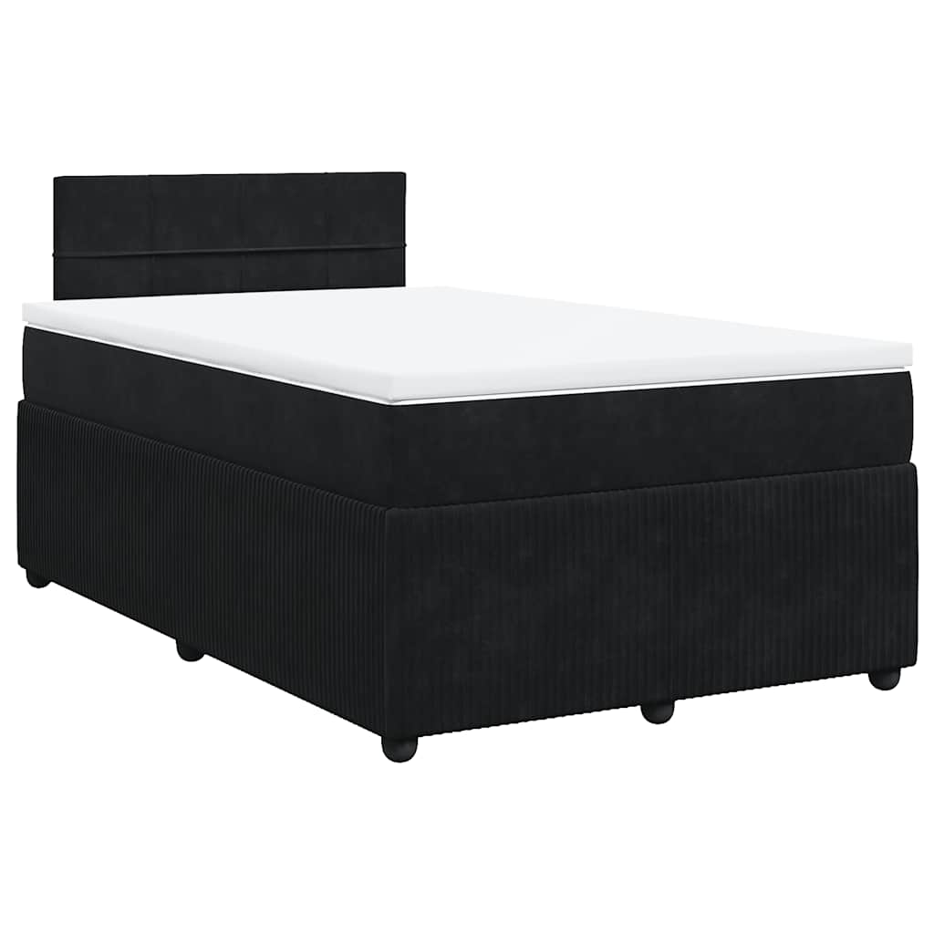 vidaXL Κρεβάτι Boxspring με Στρώμα Μαύρο 120x190 εκ. Βελούδινο
