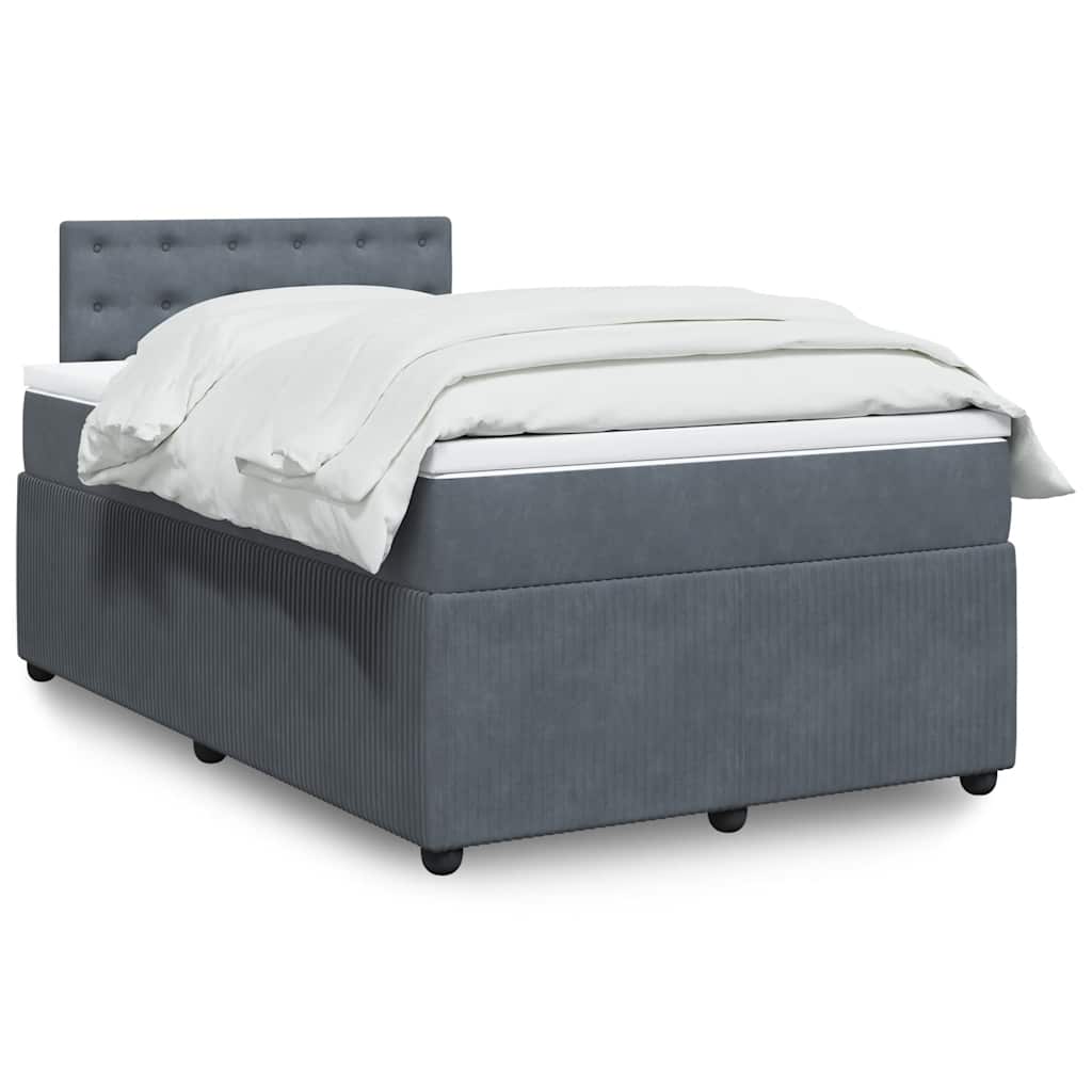 vidaXL Κρεβάτι Boxspring με Στρώμα Σκούρο Γκρι 120x190 εκ. Βελούδινο