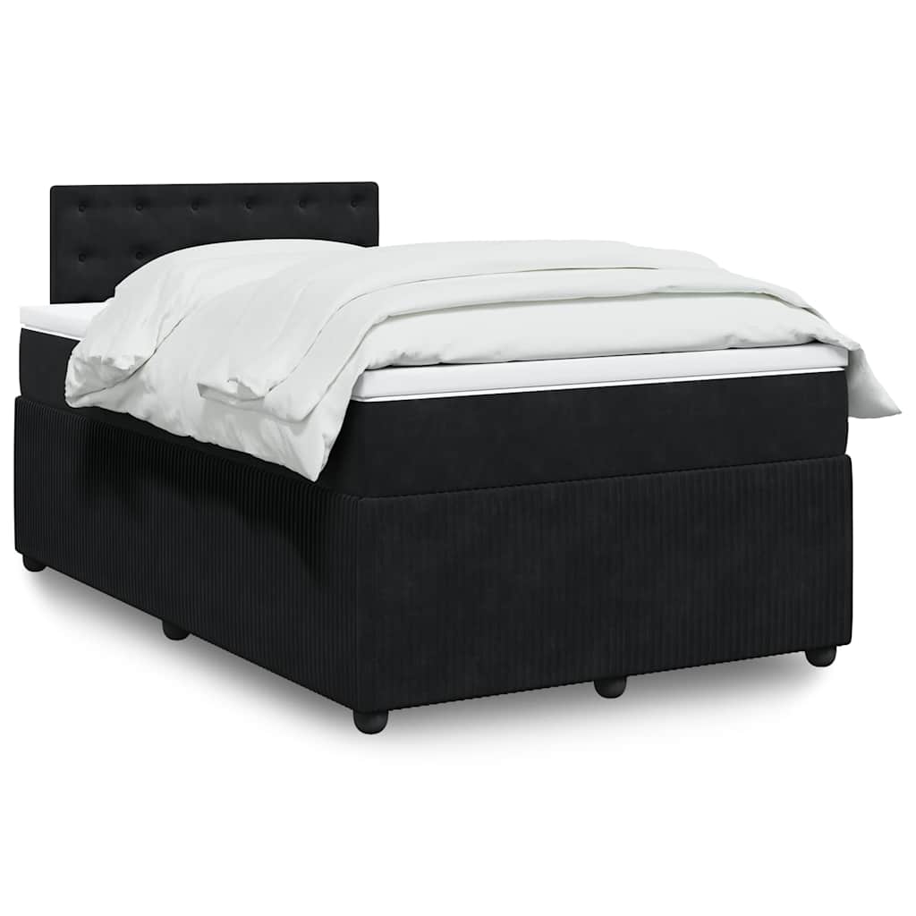 vidaXL Κρεβάτι Boxspring με Στρώμα Μαύρο 120x190 εκ. Βελούδινο