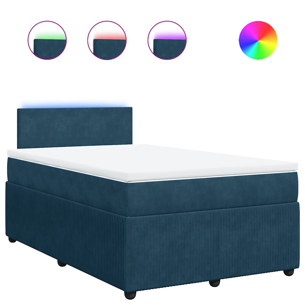 vidaXL Κρεβάτι Boxspring με Στρώμα Μπλε 120x200 εκ. Βελούδινο