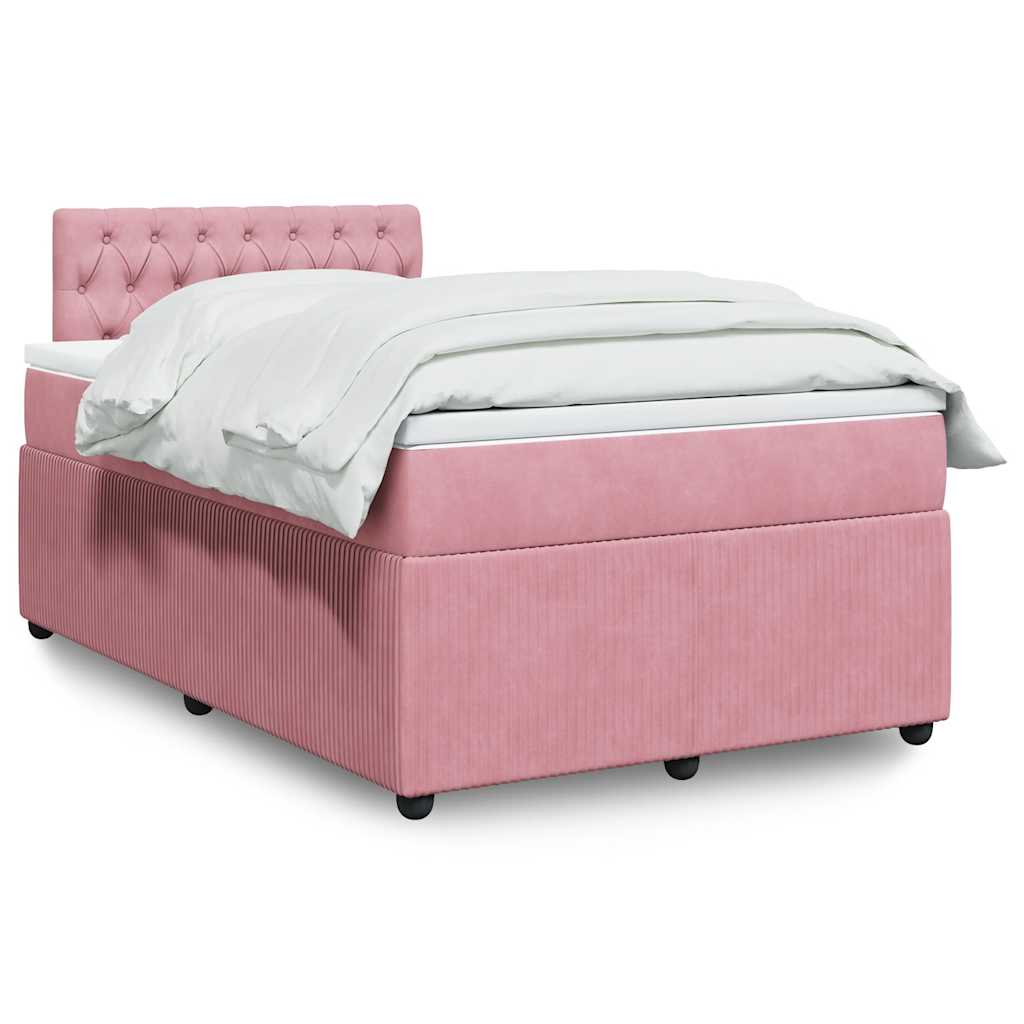 vidaXL Κρεβάτι Boxspring με Στρώμα Ροζ 120x200 εκ. Βελούδινο