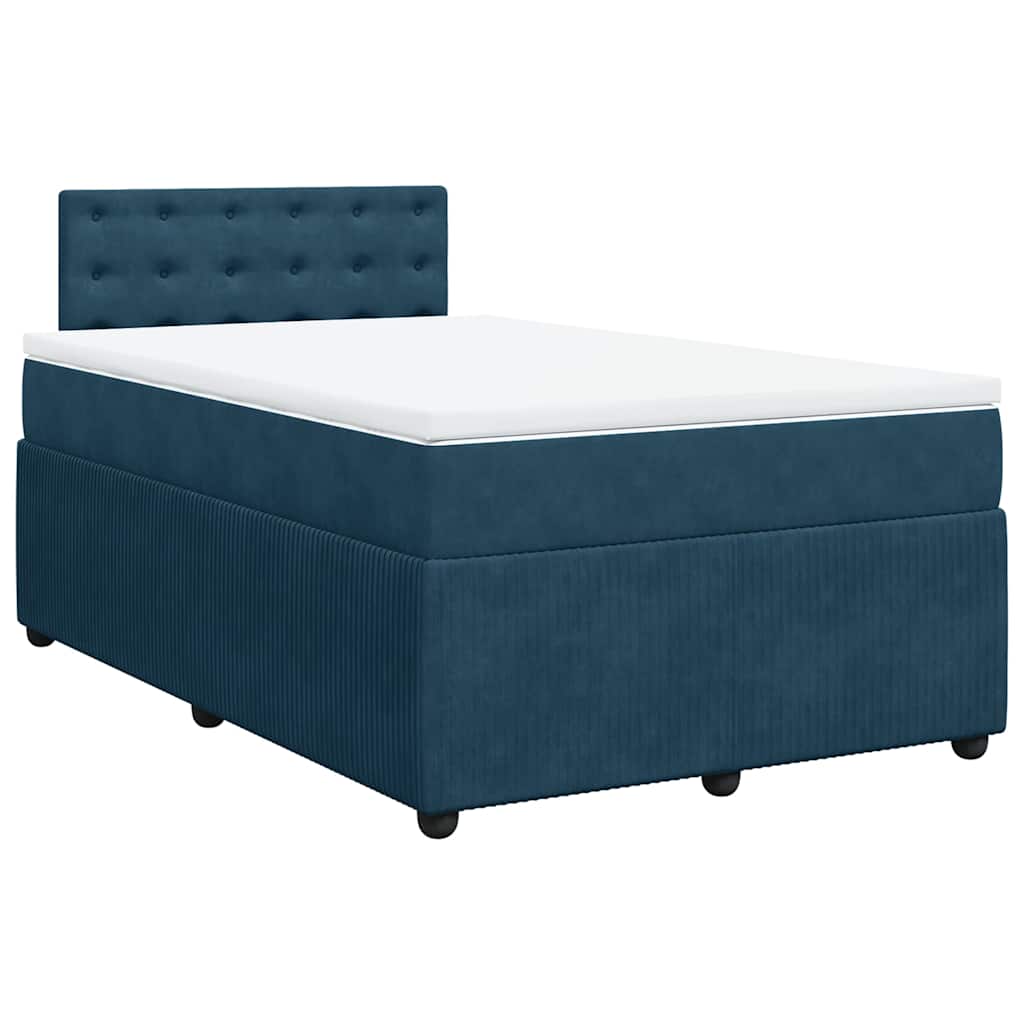 vidaXL Κρεβάτι Boxspring με Στρώμα Μπλε 120x200 εκ. Βελούδινο