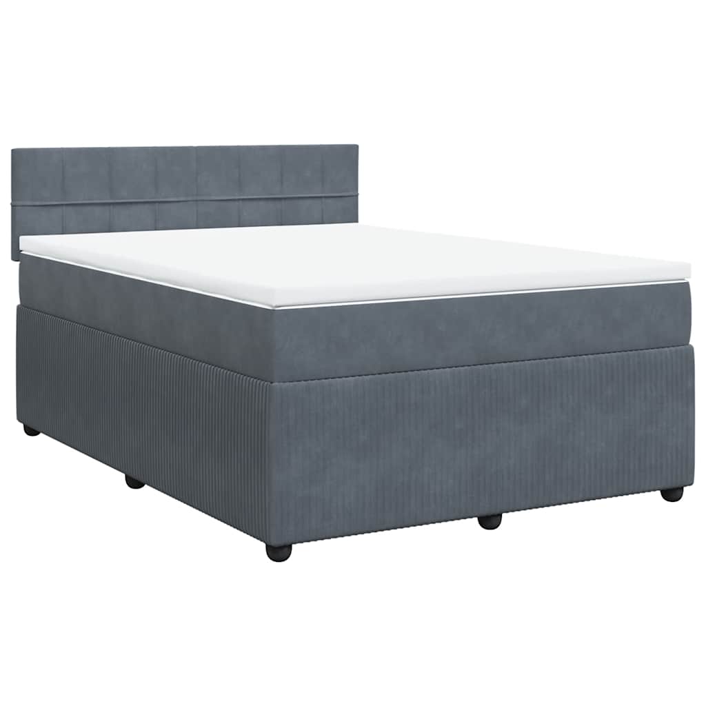 vidaXL Κρεβάτι Boxspring με Στρώμα Σκούρο Γκρι 140x190 εκ. Βελούδινο