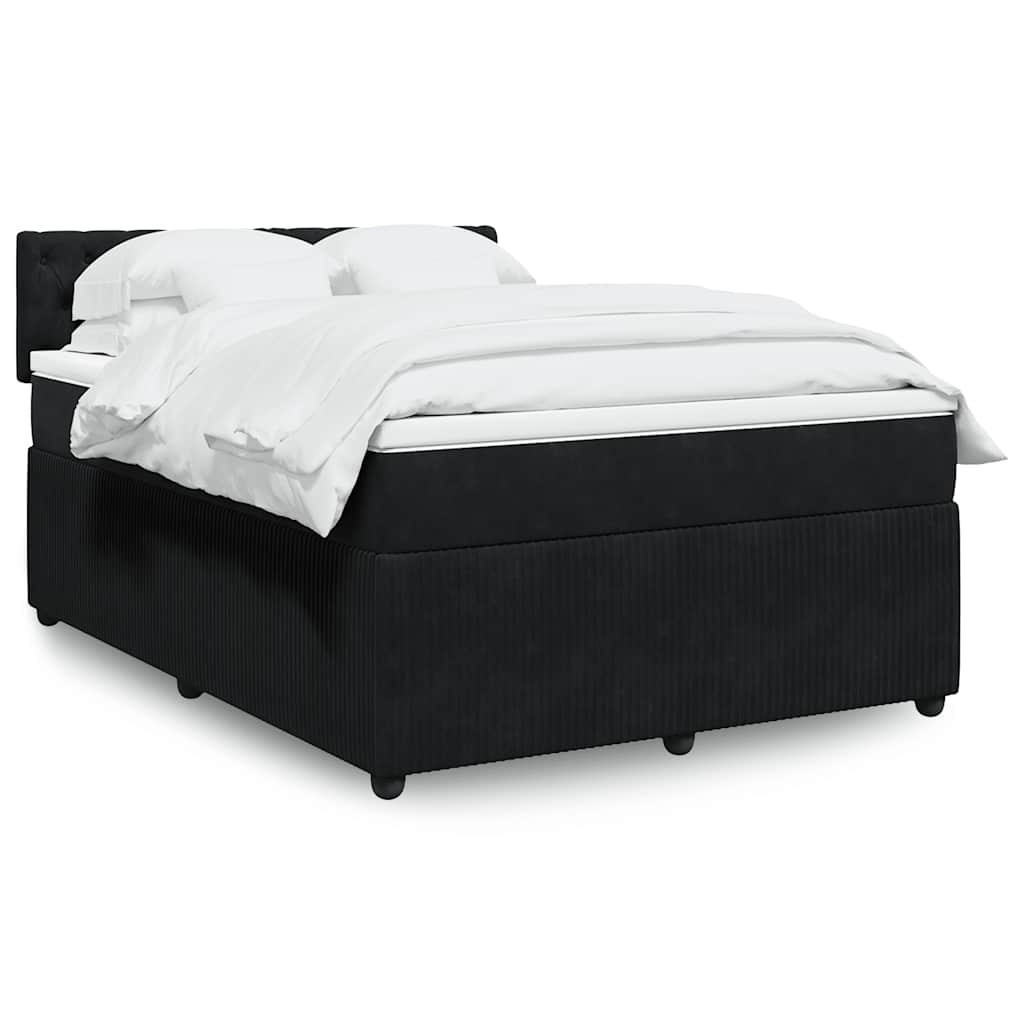 vidaXL Κρεβάτι Boxspring με Στρώμα Μαύρο 140x190 εκ. Βελούδινο