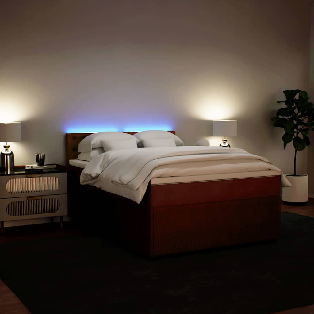 vidaXL Κρεβάτι Boxspring με Στρώμα Ροζ 140x200 εκ. Βελούδινο