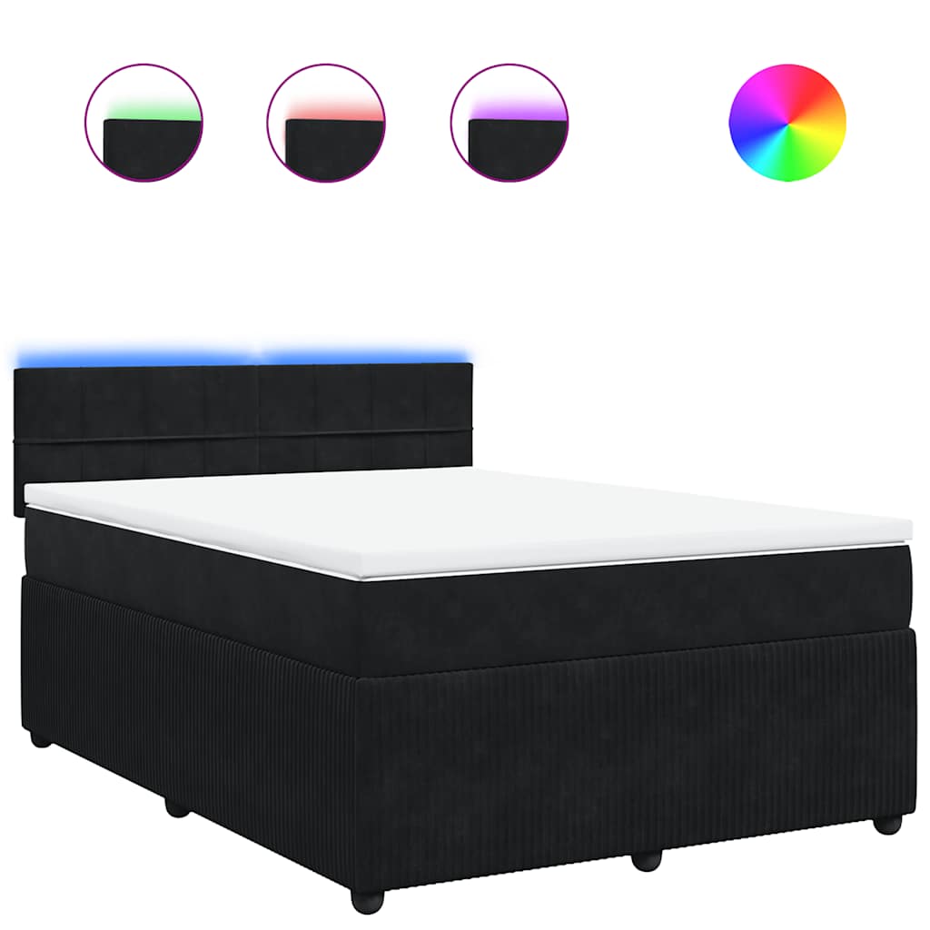 vidaXL Κρεβάτι Boxspring με Στρώμα Μαύρο 160x200 εκ. Βελούδινο