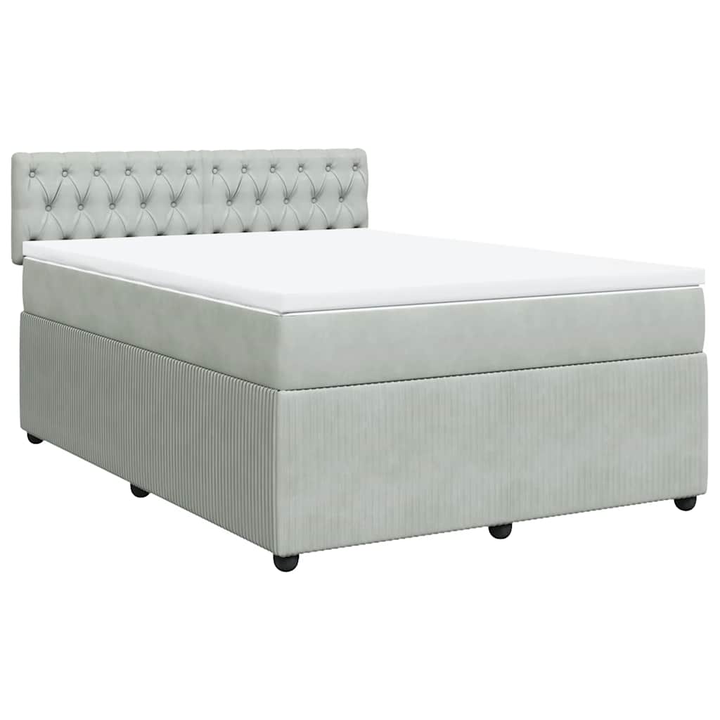 vidaXL Κρεβάτι Boxspring με Στρώμα Ανοιχτό Γκρι 160x200 εκ. Βελούδινο