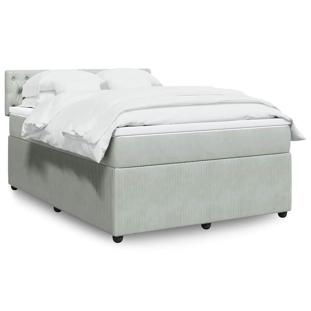 vidaXL Κρεβάτι Boxspring με Στρώμα Ανοιχτό Γκρι 160x200 εκ. Βελούδινο