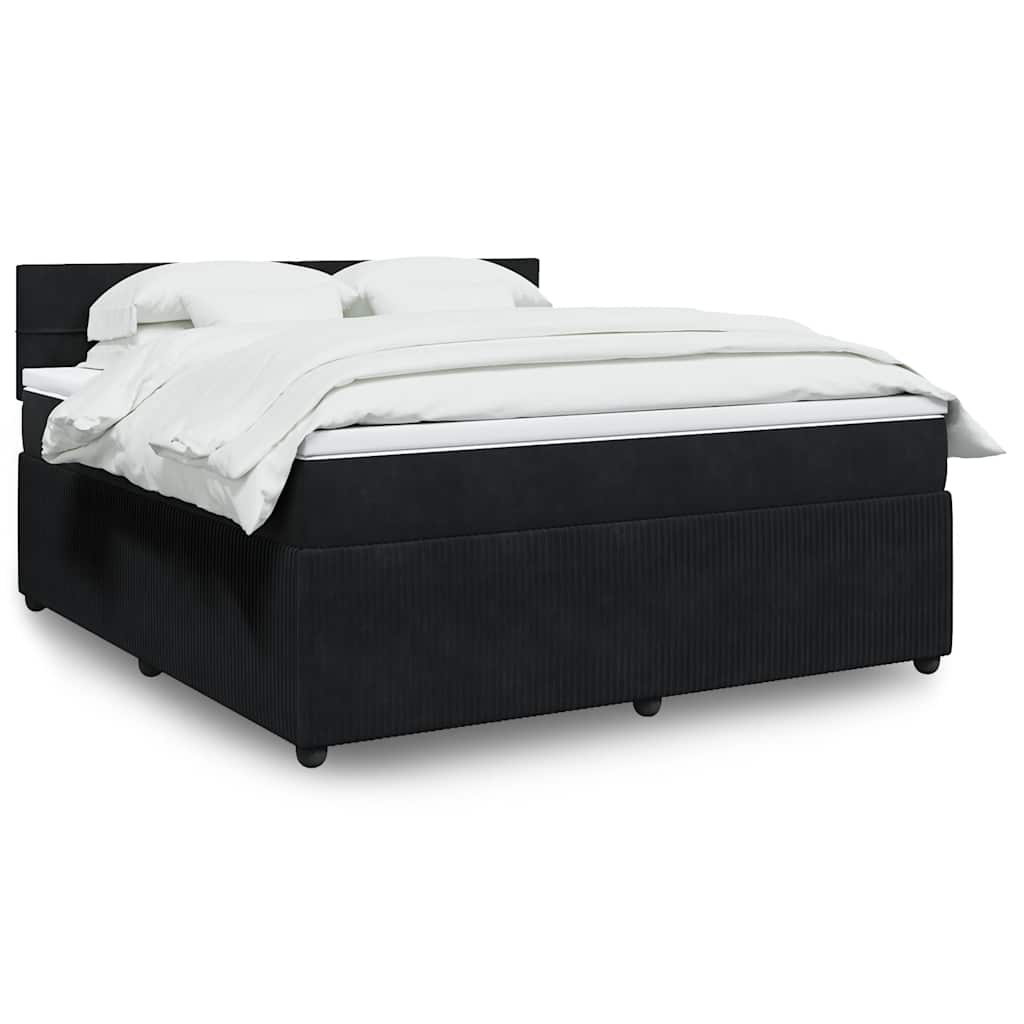 vidaXL Κρεβάτι Boxspring με Στρώμα Μαύρο 180x200 εκ. Βελούδινο