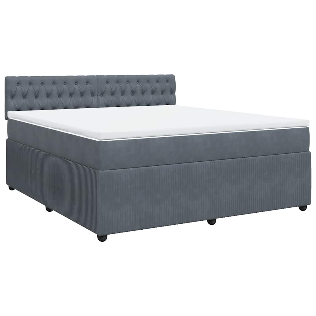 vidaXL Κρεβάτι Boxspring με Στρώμα Σκούρο Γκρι 180x200 εκ. Βελούδινο