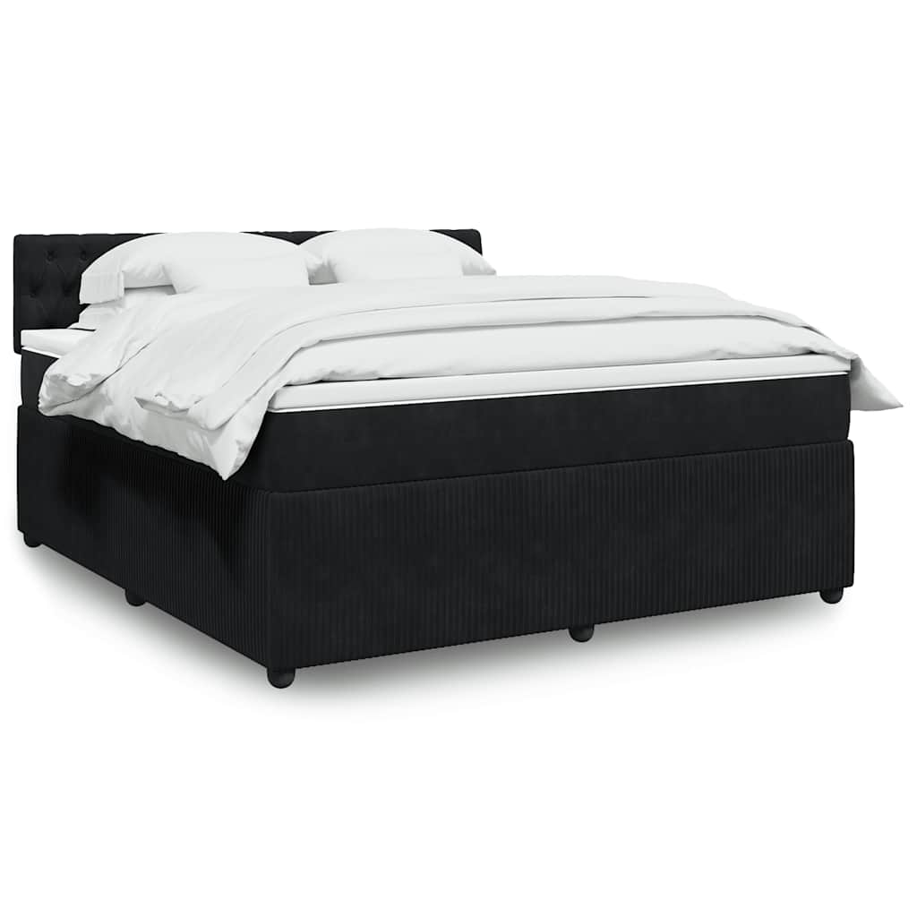 vidaXL Κρεβάτι Boxspring με Στρώμα Μαύρο 180x200 εκ. Βελούδινο