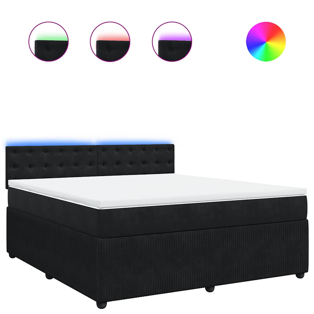 vidaXL Κρεβάτι Boxspring με Στρώμα Μαύρο 180x200 εκ. Βελούδινο