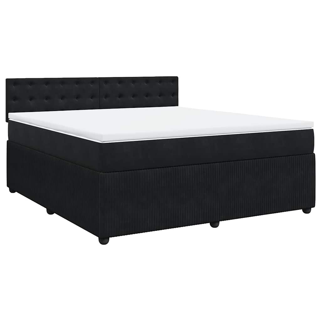 vidaXL Κρεβάτι Boxspring με Στρώμα Μαύρο 180x200 εκ. Βελούδινο