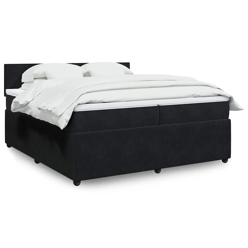 vidaXL Κρεβάτι Boxspring με Στρώμα Μαύρο 200x200 εκ. Βελούδινο