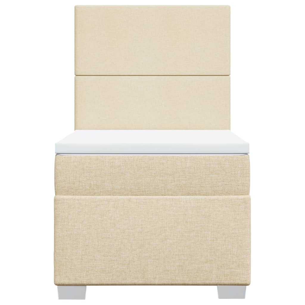 vidaXL Κρεβάτι Boxspring με Στρώμα Κρεμ 90x190 εκ.Υφασμάτινο