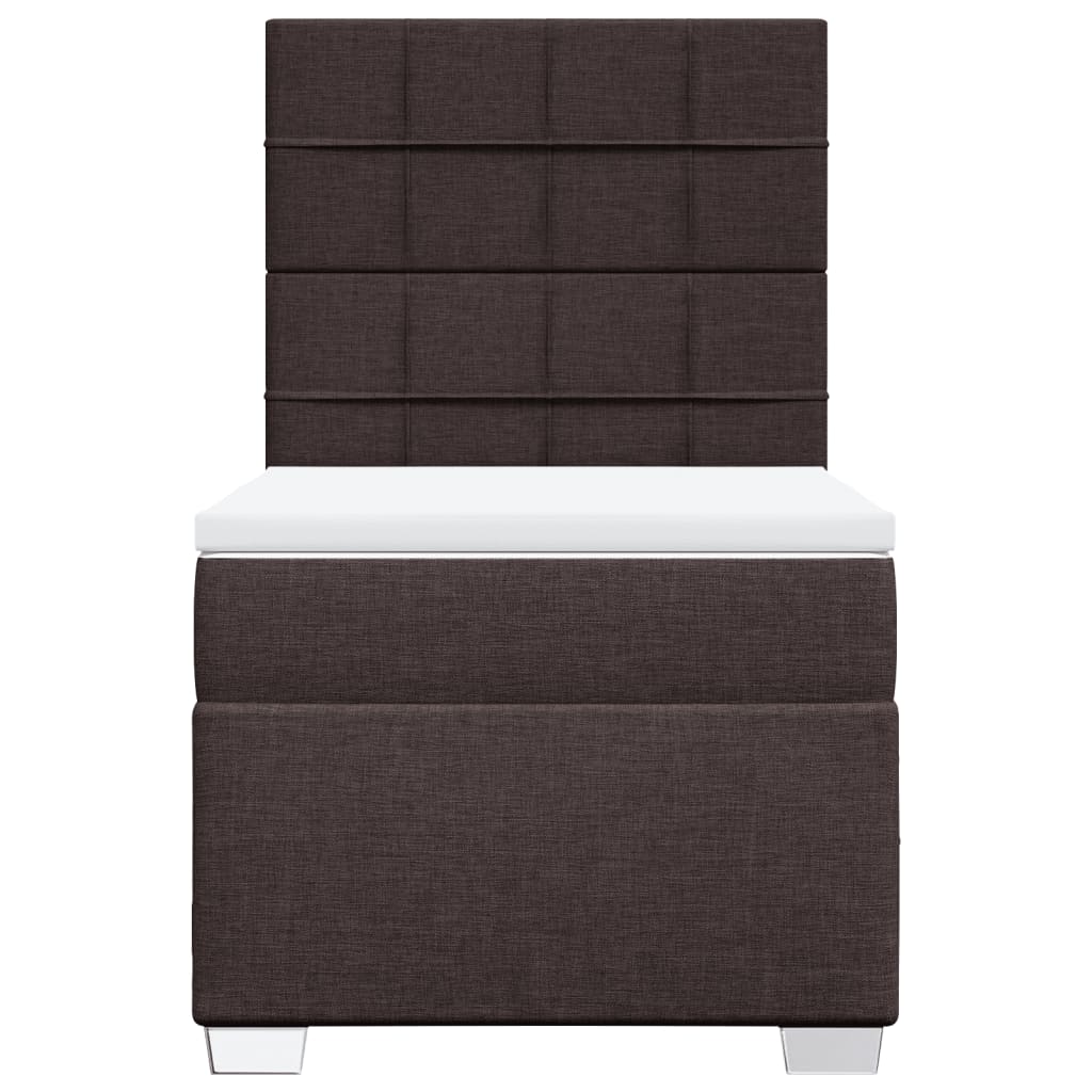 vidaXL Κρεβάτι Boxspring με Στρώμα Σκούρο Καφέ 90x190 εκ. Υφασμάτινο