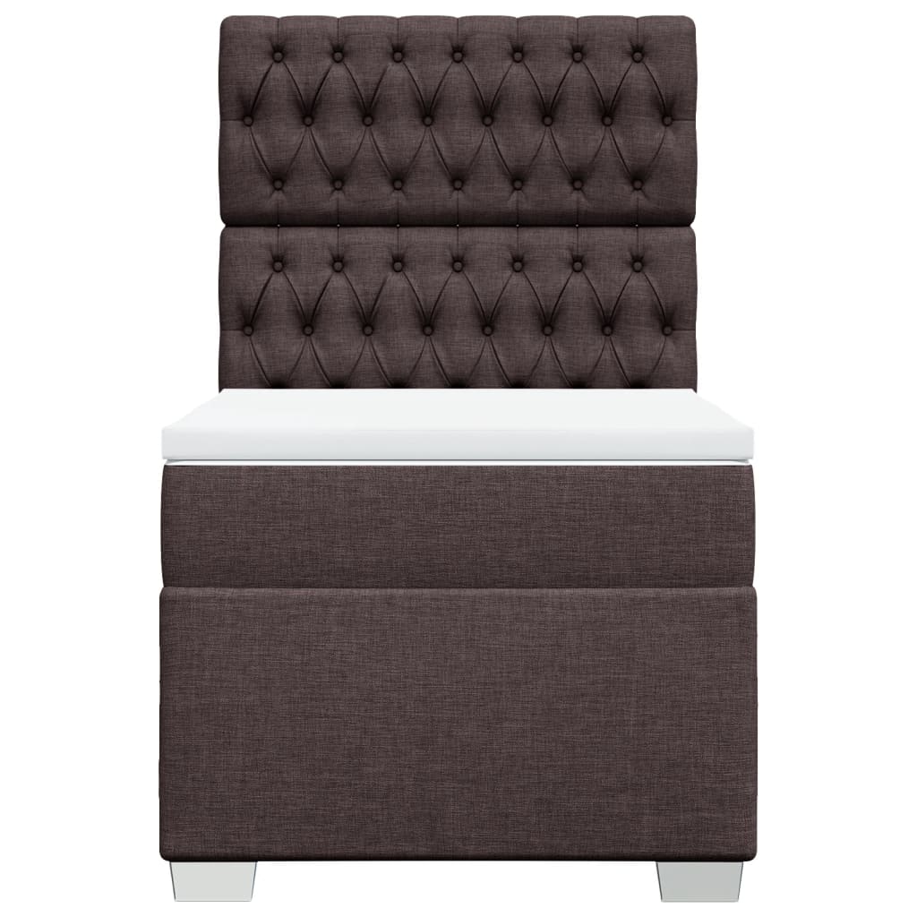 vidaXL Κρεβάτι Boxspring με Στρώμα Σκούρο Καφέ 90x190 εκ. Υφασμάτινο