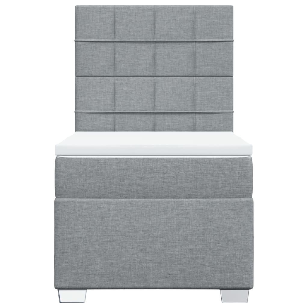 vidaXL Κρεβάτι Boxspring με Στρώμα Ανοιχτό Γκρι 90x200 εκ. Υφασμάτινο