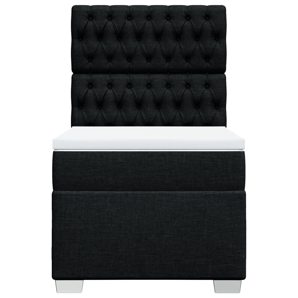 vidaXL Κρεβάτι Boxspring με Στρώμα Μαύρο 90x200 εκ. Υφασμάτινο