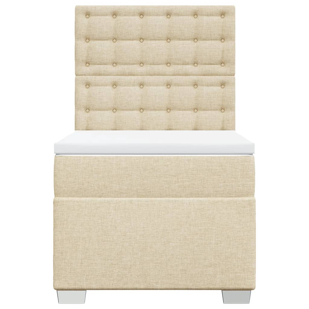 vidaXL Κρεβάτι Boxspring με Στρώμα Κρεμ 90x200 εκ.Υφασμάτινο