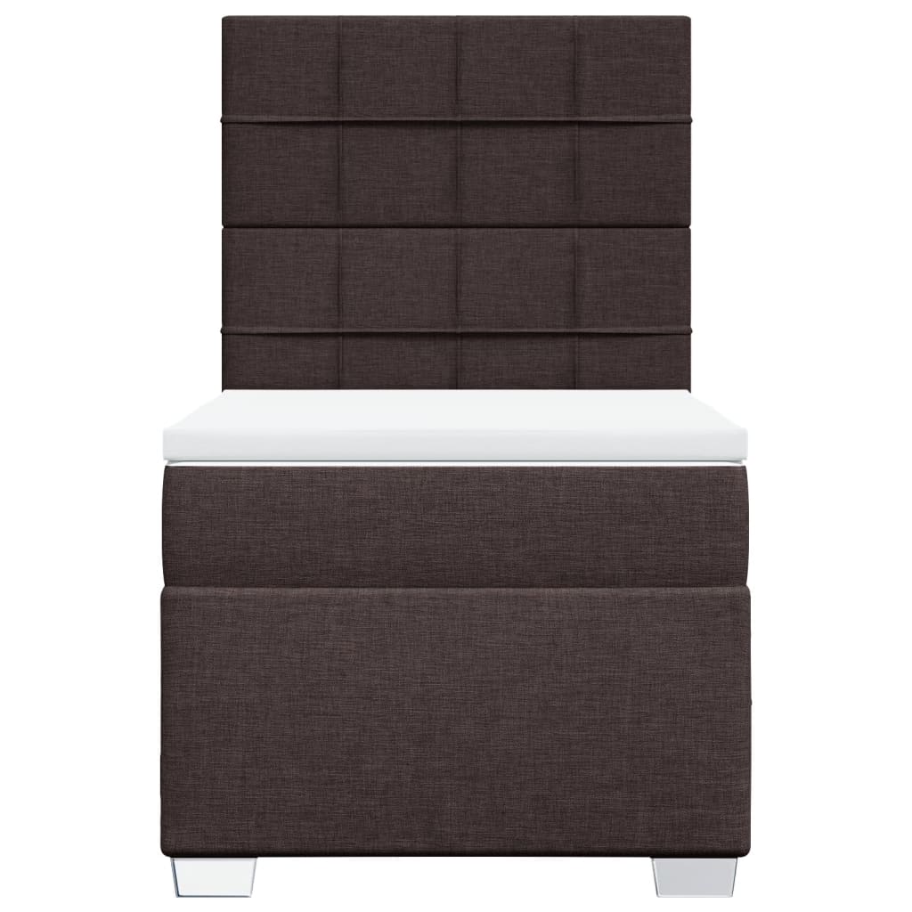 vidaXL Κρεβάτι Boxspring με Στρώμα Σκούρο Καφέ 100x200 εκ. Υφασμάτινο