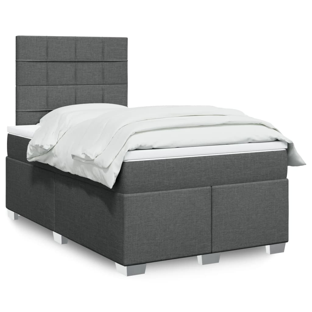 vidaXL Κρεβάτι Boxspring με Στρώμα Σκούρο Γκρι 120x190 εκ Υφασμάτινο