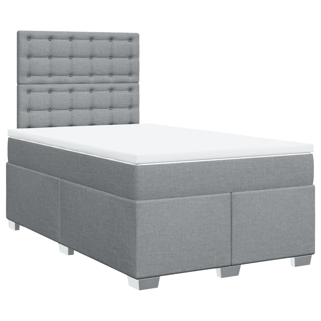vidaXL Κρεβάτι Boxspring με Στρώμα Ανοιχτό Γκρι 120x200 εκ. Υφασμάτινο