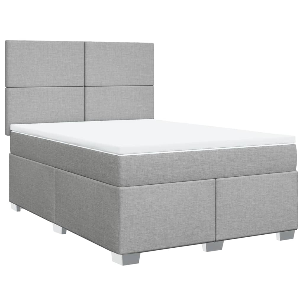 vidaXL Κρεβάτι Boxspring με Στρώμα Ανοιχτό Γκρι 140x190 εκ. Υφασμάτινο