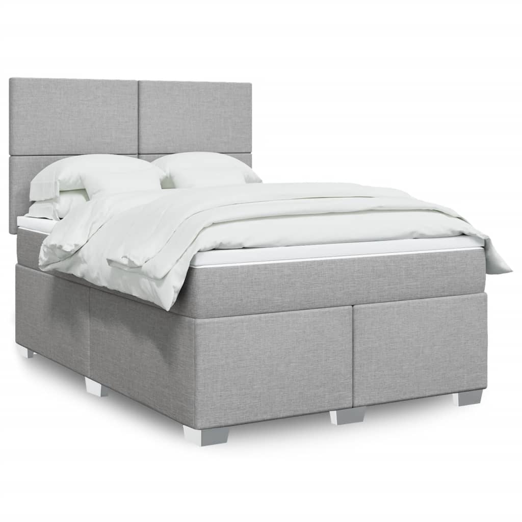 vidaXL Κρεβάτι Boxspring με Στρώμα Ανοιχτό Γκρι 140x190 εκ. Υφασμάτινο
