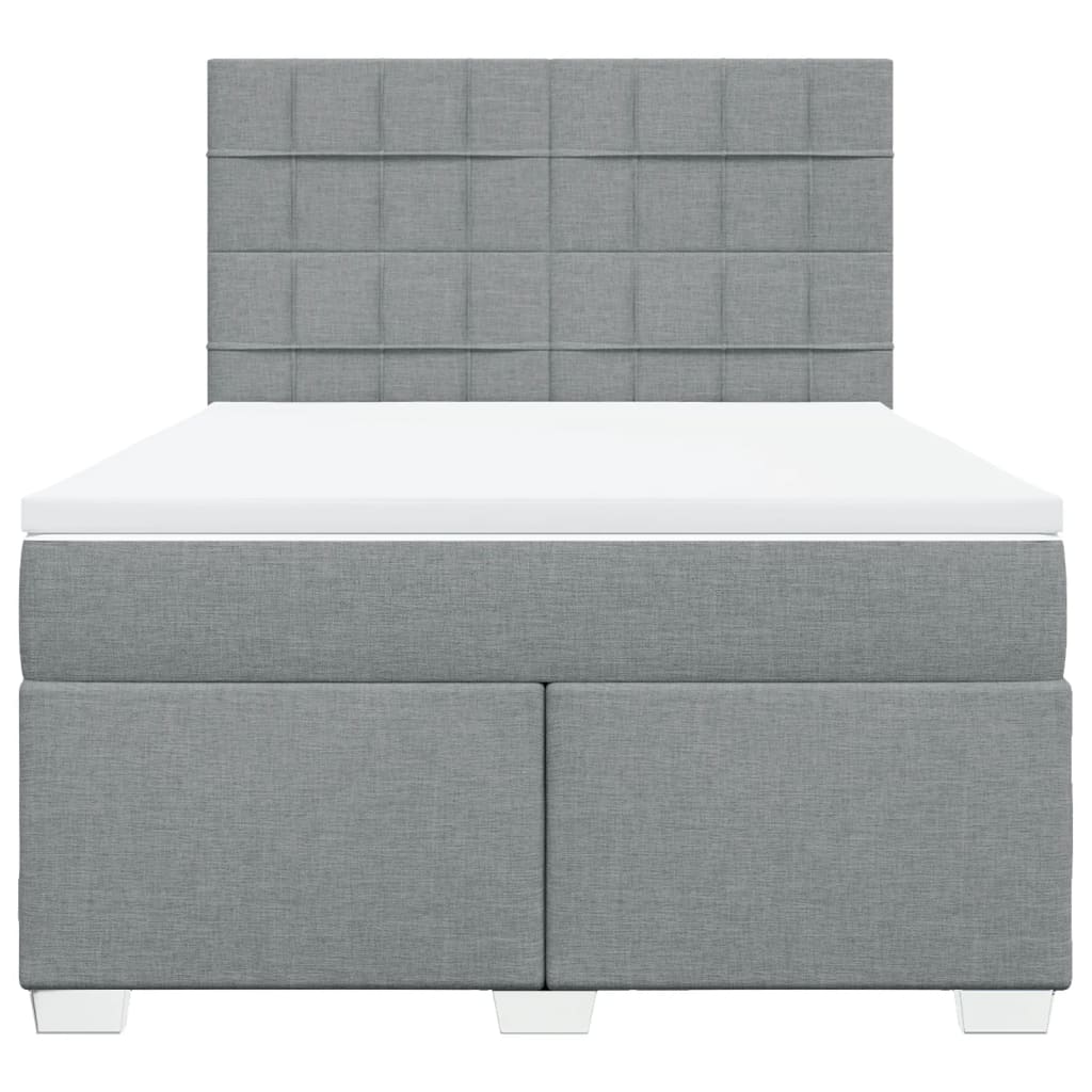 vidaXL Κρεβάτι Boxspring με Στρώμα Ανοιχτό Γκρι 140x190 εκ. Υφασμάτινο
