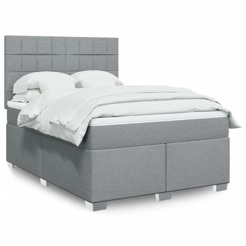 vidaXL Κρεβάτι Boxspring με Στρώμα Ανοιχτό Γκρι 140x190 εκ. Υφασμάτινο