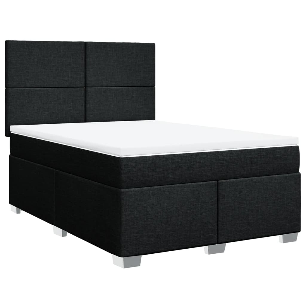 vidaXL Κρεβάτι Boxspring με Στρώμα Μαύρο 140x200 εκ. Υφασμάτινο