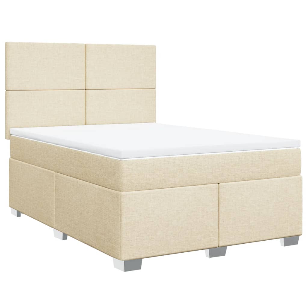 vidaXL Κρεβάτι Boxspring με Στρώμα Κρεμ 160x200 εκ. Υφασμάτινο