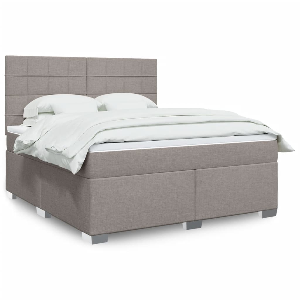 vidaXL Κρεβάτι Boxspring με Στρώμα Taupe 180x200 εκ. Υφασμάτινο