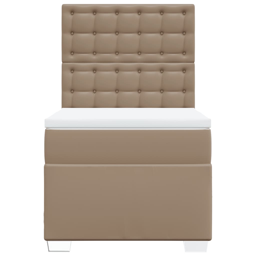 vidaXL Κρεβάτι Boxspring με Στρώμα Καπουτσίνο 100x200εκ.από Συνθ.Δέρμα