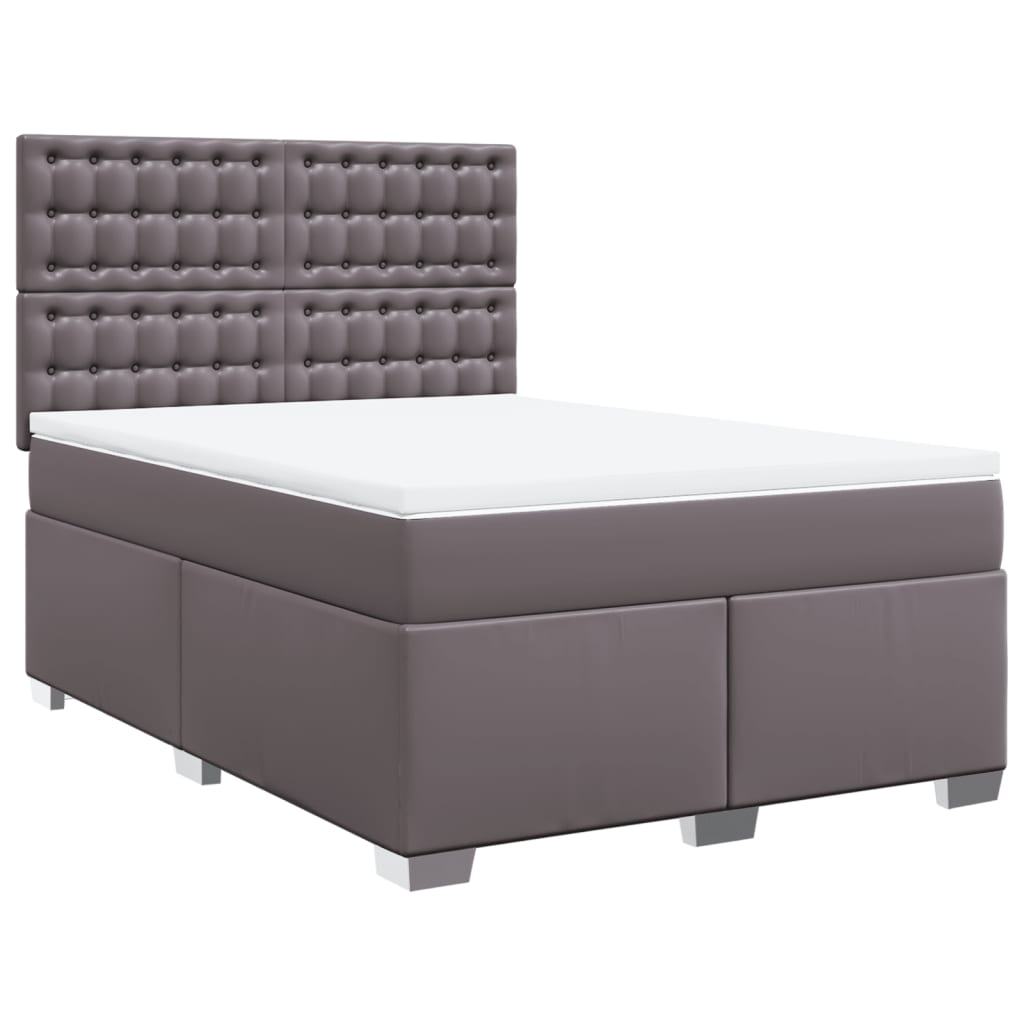 vidaXL Κρεβάτι Boxspring με Στρώμα Γκρι 160x200εκ. από Συνθετικό Δέρμα