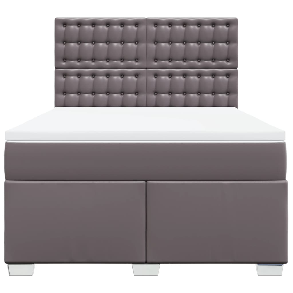 vidaXL Κρεβάτι Boxspring με Στρώμα Γκρι 160x200εκ. από Συνθετικό Δέρμα