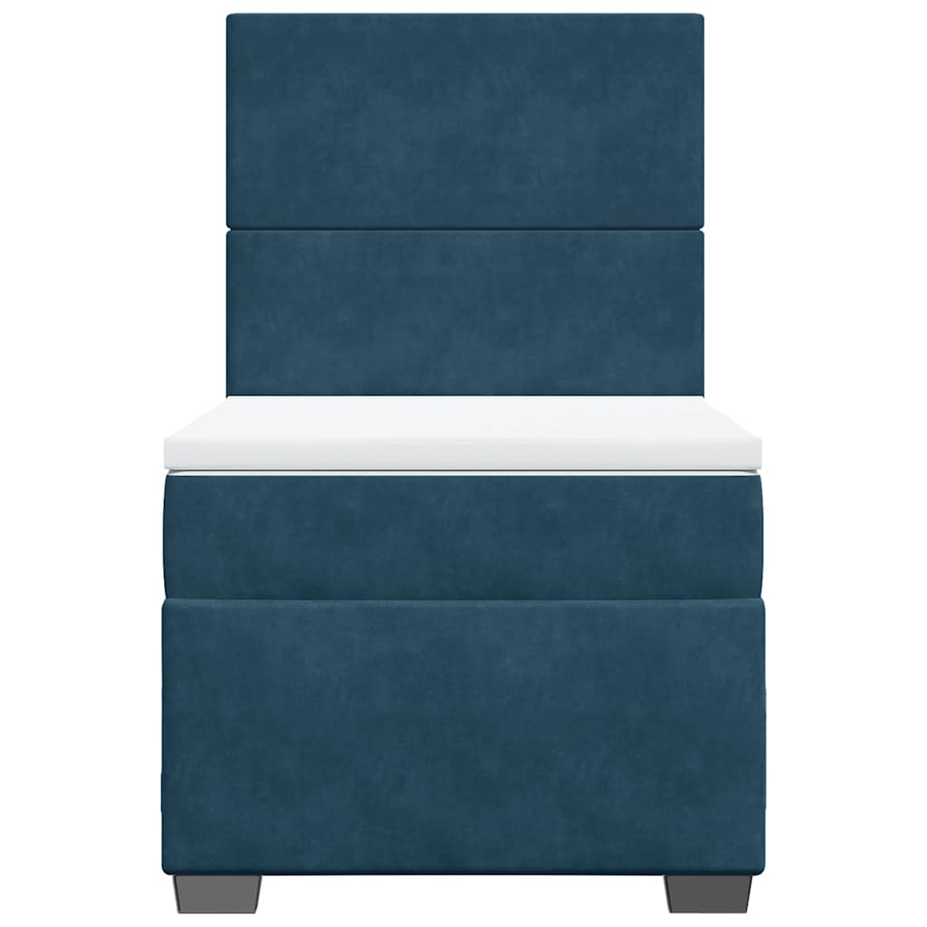 vidaXL Κρεβάτι Boxspring με Στρώμα Μπλε 90x190 εκ. Βελούδινο