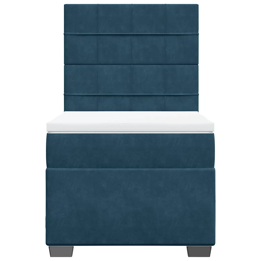 vidaXL Κρεβάτι Boxspring με Στρώμα Μπλε 90x190 εκ. Βελούδινο