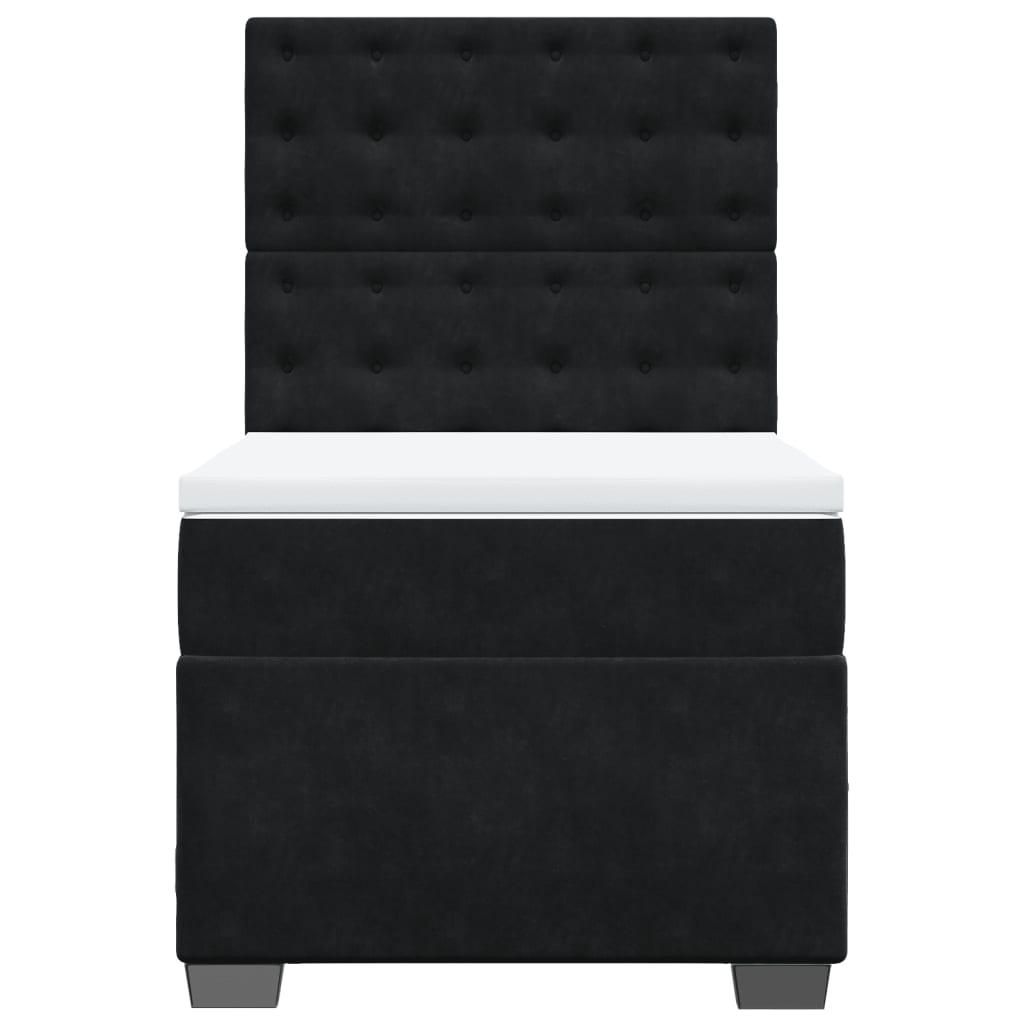 vidaXL Κρεβάτι Boxspring με Στρώμα Μαύρο 90x190 εκ. Βελούδινο