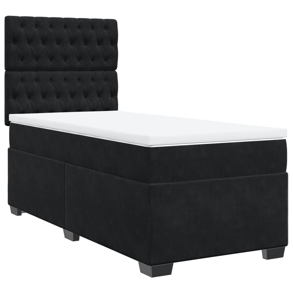 vidaXL Κρεβάτι Boxspring με Στρώμα Μαύρο 90x200 εκ. Βελούδινο